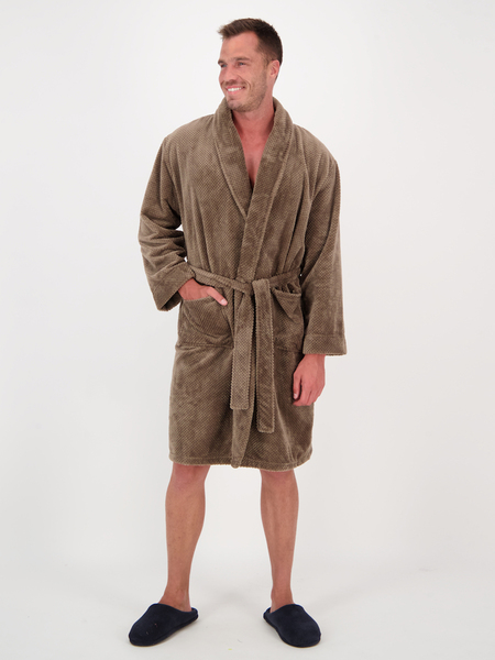 Mens Undercover Soft Touch Coral Fleece Grey Dinosaur Dressing Gown Robe M-2XL