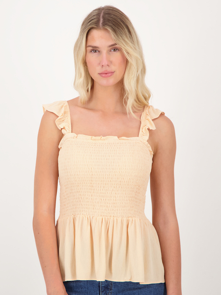 Womens Shirred Bodice Flutter Strap Top