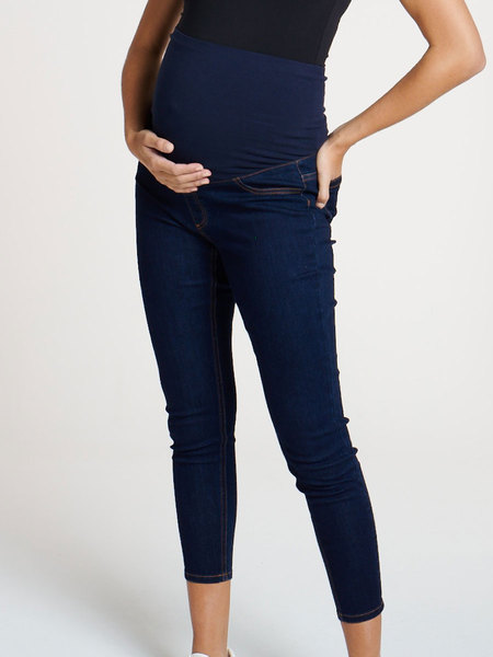 Womens Maternity Mid Rise Distressed Skinny Jean