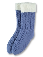 Bed Sock Cable Knit With Sherpa Lining