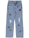 Girls Distressed Denim Jean With Embroidery