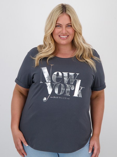 Womens Plus Longline Printed Tee Womens Plus Longline Printed Tee