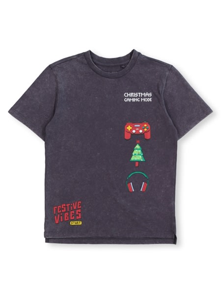 Youth Boys Christmas Acid Wash Tee Youth Boys Christmas Acid Wash Tee