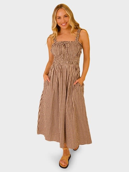 Dark Brown Womens Tie Front Midi Dress | Best&Less Online Dark Brown Womens Tie Front Midi Dress | Best&Less Online
