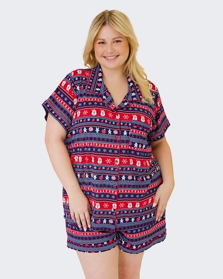 Womens Premium Navy Fairisle Christmas Pj Set Womens Premium Navy Fairisle Christmas Pj Set