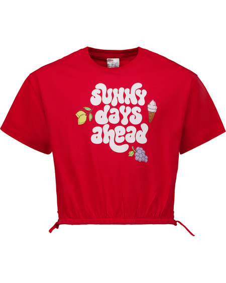 Girls Ruched Print Front T-Shirt Girls Ruched Print Front T-Shirt