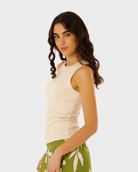 Womens High Neck Rib Tank Womens High Neck Rib Tank