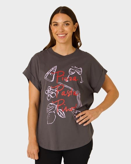 Womens Longline Printed Tee Womens Longline Printed Tee