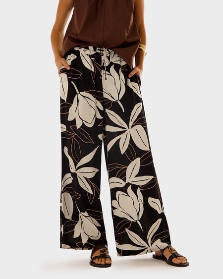 Womens Linen Blend Wide Leg Pant Womens Linen Blend Wide Leg Pant