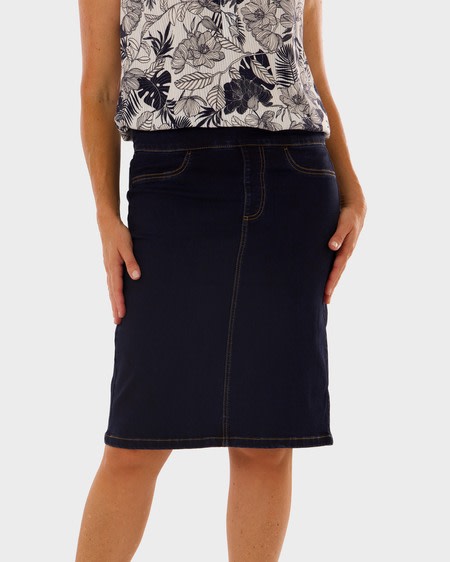 Womens Soft Touch Pull On Denim Skirt Womens Soft Touch Pull On Denim Skirt