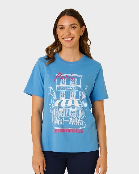 Womens Printed Cotton Boxy Tee Womens Printed Cotton Boxy Tee