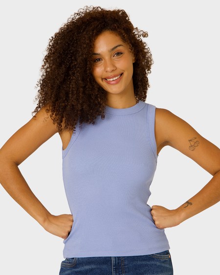 Womens High Neck Rib Tank Womens High Neck Rib Tank