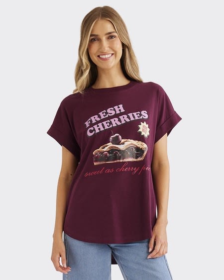 Womens Longline Printed Tee Womens Longline Printed Tee