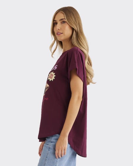 Womens Longline Printed Tee Womens Longline Printed Tee