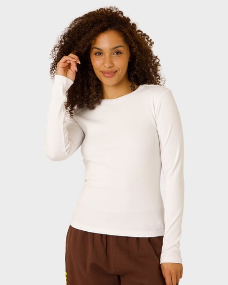 Womens Long Sleeve Cotton Rib Top Womens Long Sleeve Cotton Rib Top