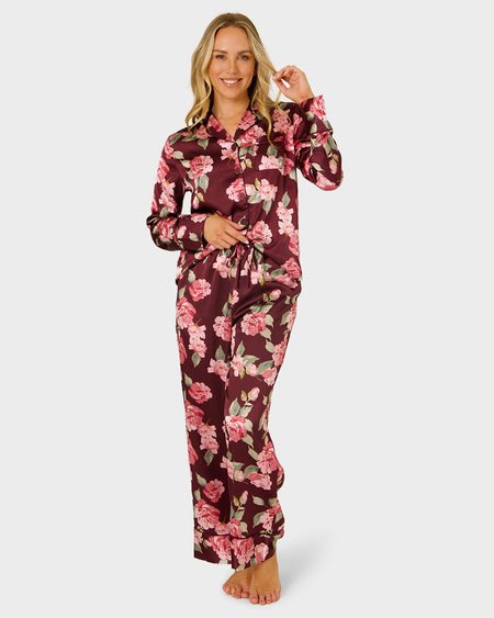 Womens Long Satin Pj Set Womens Long Satin Pj Set