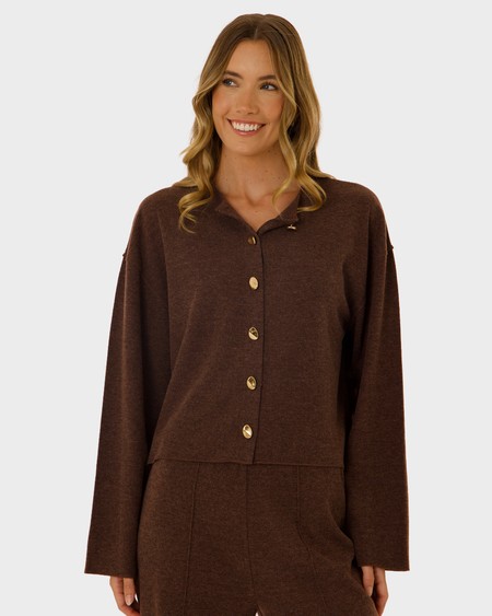 Co Brushed Rib Button Top Co Brushed Rib Button Top
