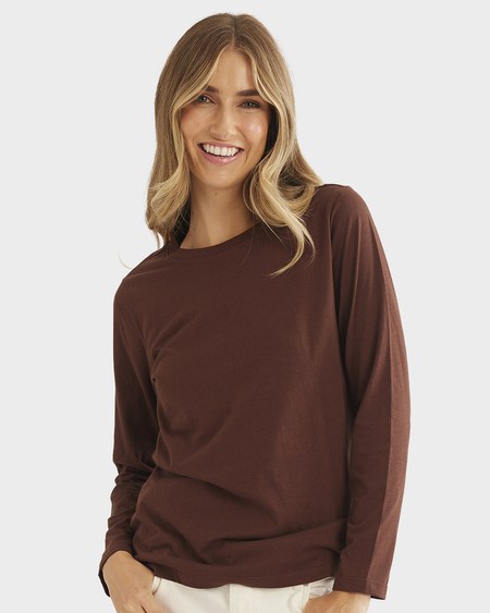 Womens Cotton Long Sleeve Crew Neck Tee Womens Cotton Long Sleeve Crew Neck Tee