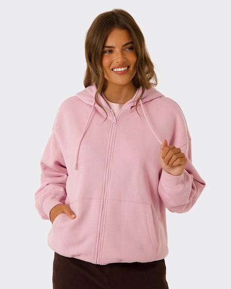 Womens Relaxed Fit Zip Through Hoodie Womens Relaxed Fit Zip Through Hoodie