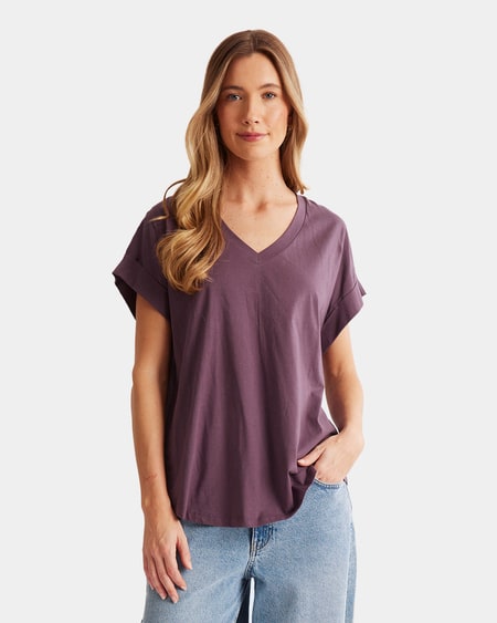 Womens V Neck Longline Tee Womens V Neck Longline Tee