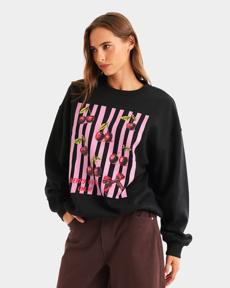 Womens Drop Shoulder Crew Neck Printed Sweater Womens Drop Shoulder Crew Neck Printed Sweater