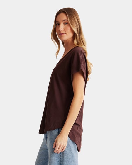 Womens V Neck Longline Tee Womens V Neck Longline Tee