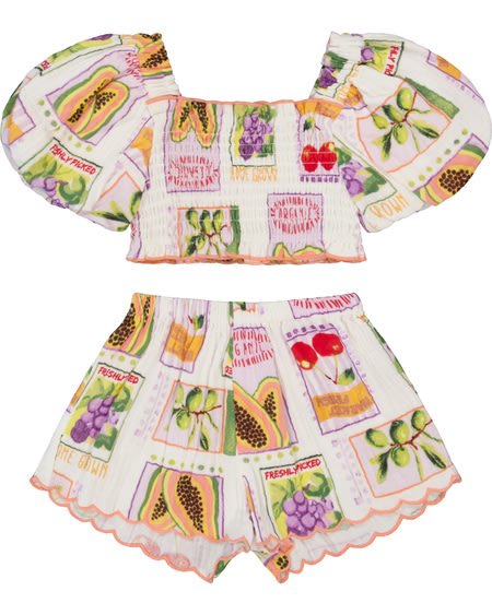 Baby Puff Sleeve Top And Scallop Shorts Set Baby Puff Sleeve Top And Scallop Shorts Set