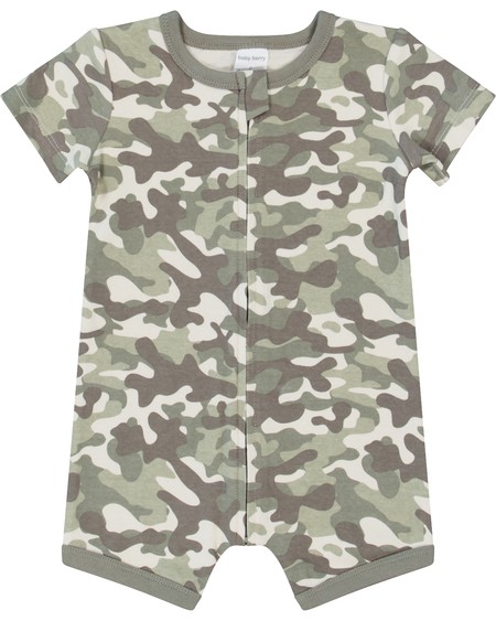 Baby Cotton Short Sleeve Zip Romper Baby Cotton Short Sleeve Zip Romper