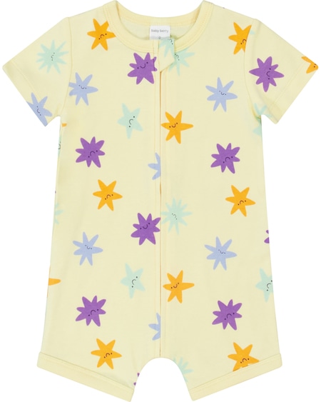 Baby Cotton Short Sleeve Zip Romper Baby Cotton Short Sleeve Zip Romper