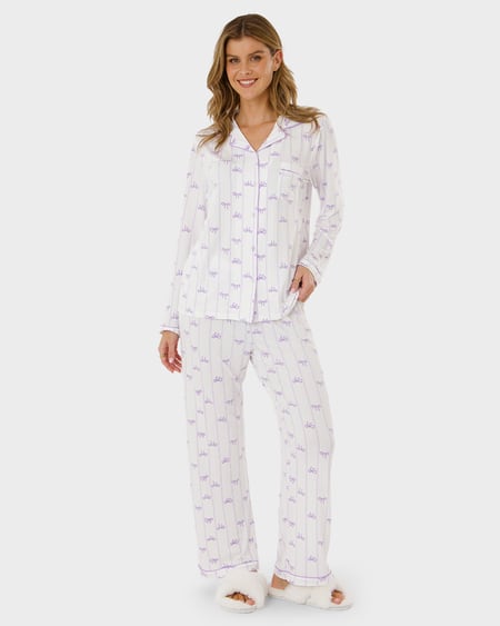 Womens Button Down Jersey Pyjama Set Womens Button Down Jersey Pyjama Set