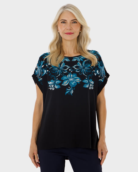 Womens Extended Sleeve Woven Top Womens Extended Sleeve Woven Top
