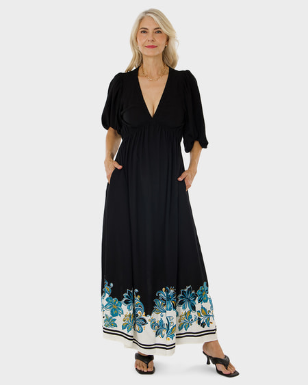 Womens Blouson Long Sleeve Maxi Dress Womens Blouson Long Sleeve Maxi Dress