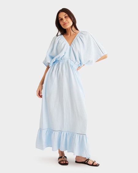 Womens Flutter Sleeve Maxi Dress Womens Flutter Sleeve Maxi Dress