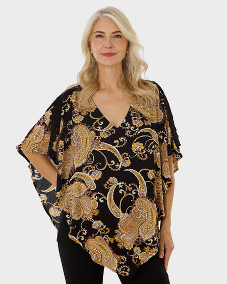Womens Extended Sleeve Woven Overlay Top Womens Extended Sleeve Woven Overlay Top