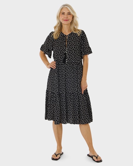 Womens Tired Flutter Sleeve Midi Dress Womens Tired Flutter Sleeve Midi Dress