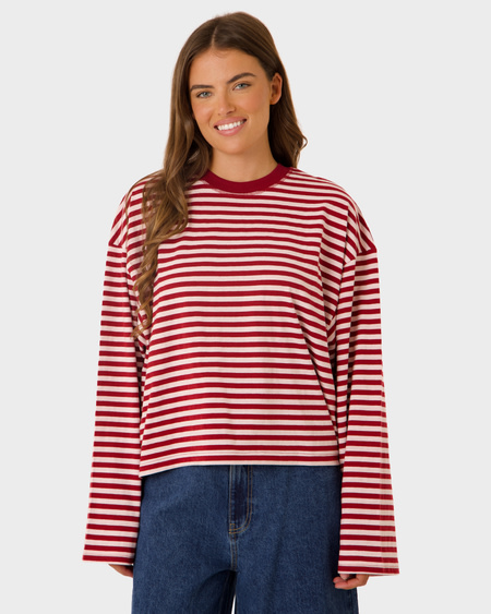 Womens Crew Neck Boxy Long Sleeve Top Womens Crew Neck Boxy Long Sleeve Top