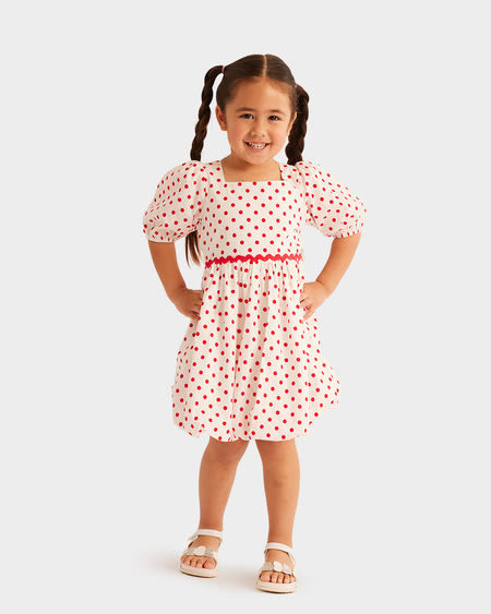 Toddler Girls Spot Bubble Hem Dress Toddler Girls Spot Bubble Hem Dress