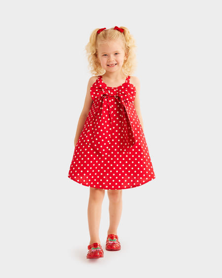 Girls 2-7 Spot Bow Dress Girls 2-7 Spot Bow Dress