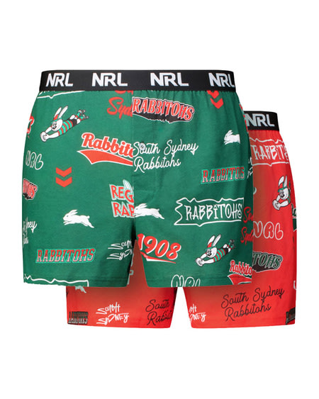 Rabbitohs NRL Adult Boxer Short 2 Pack Rabbitohs NRL Adult Boxer Short 2 Pack