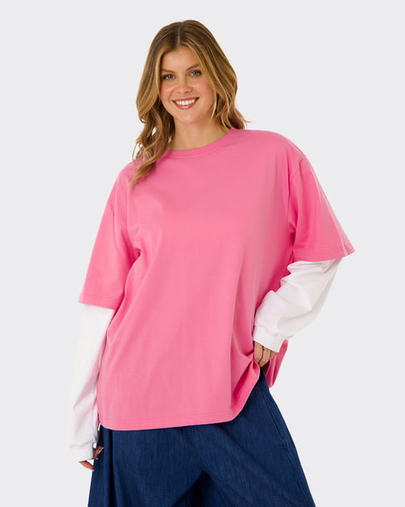 Womens Double Layer Long Sleeve Tee Womens Double Layer Long Sleeve Tee